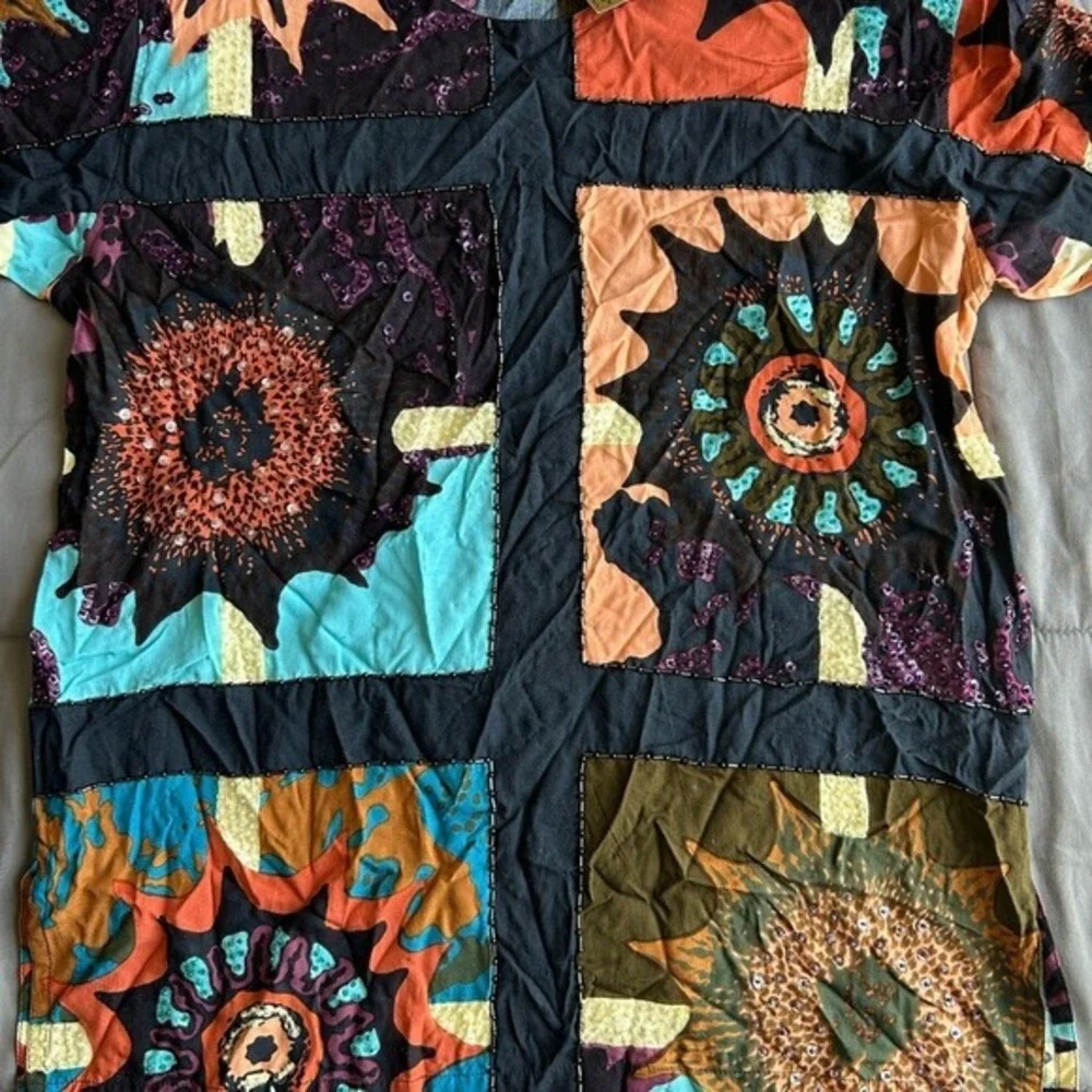 Deadstock beaded floral funky artsy aop long sleeve naca by milo M - Picture 4 of 6